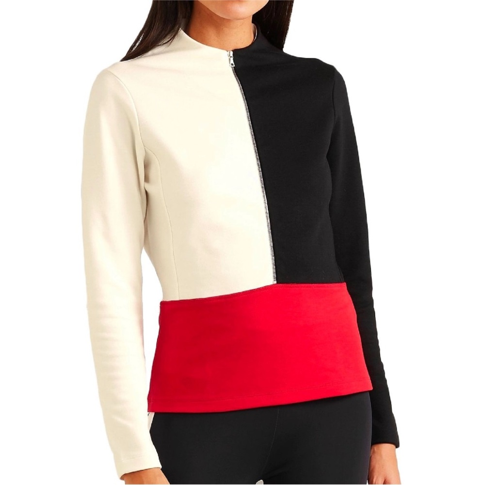 Vaara Luxury Athleisure Black, White, and Red‎ Long Sleeve Half Zip Top Pullover